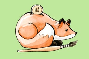 Tirelire en forme de renard pour inviter à un tip symbolique